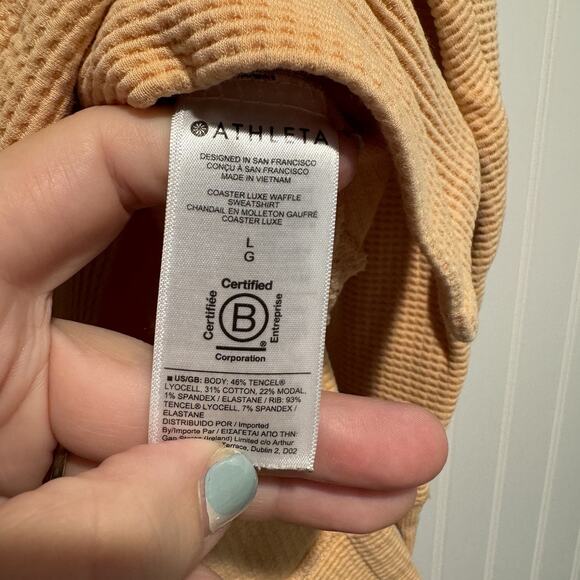 Athleta Peach Coaster Luxe Waffle Sweatshirt Size Large - Picture 5 of 6